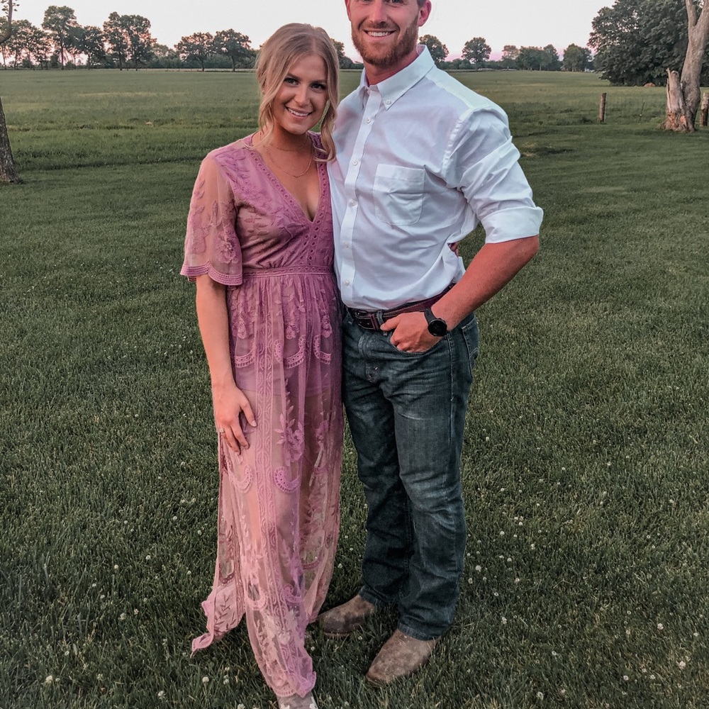 Mauve Lace Maxi Dress